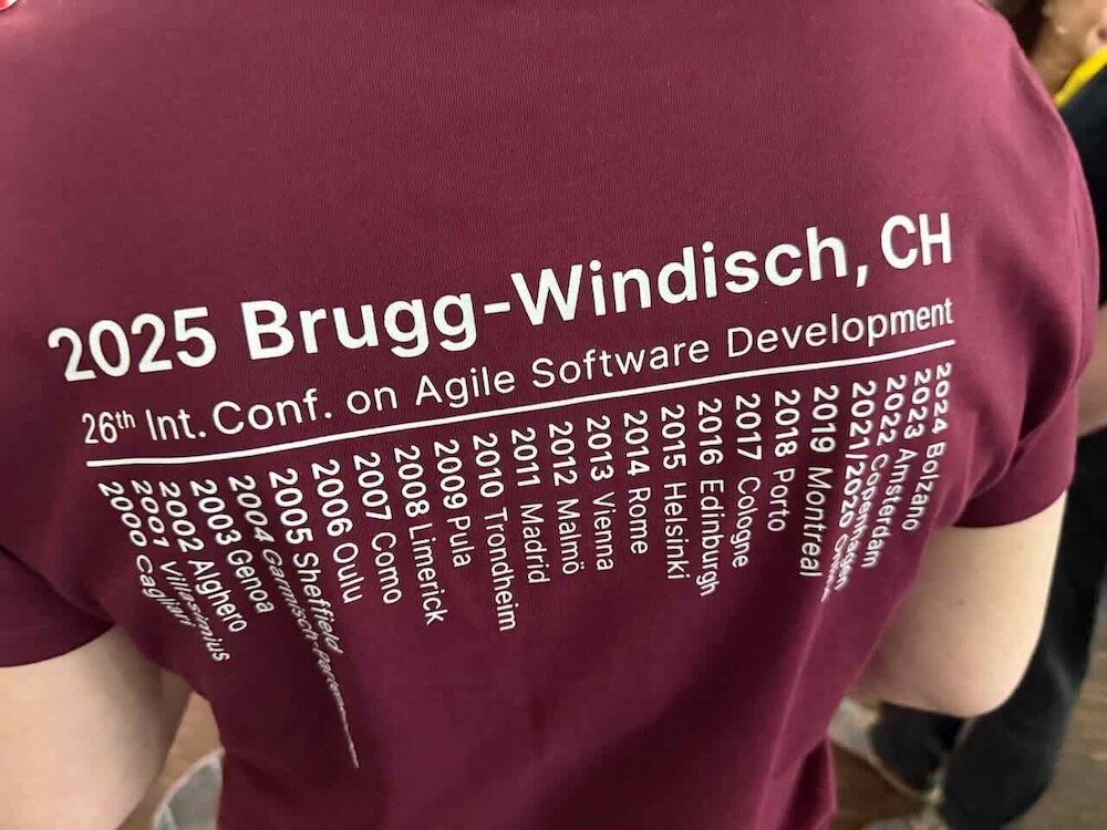 T-Shirt backprint with every XP location of the last 25 years