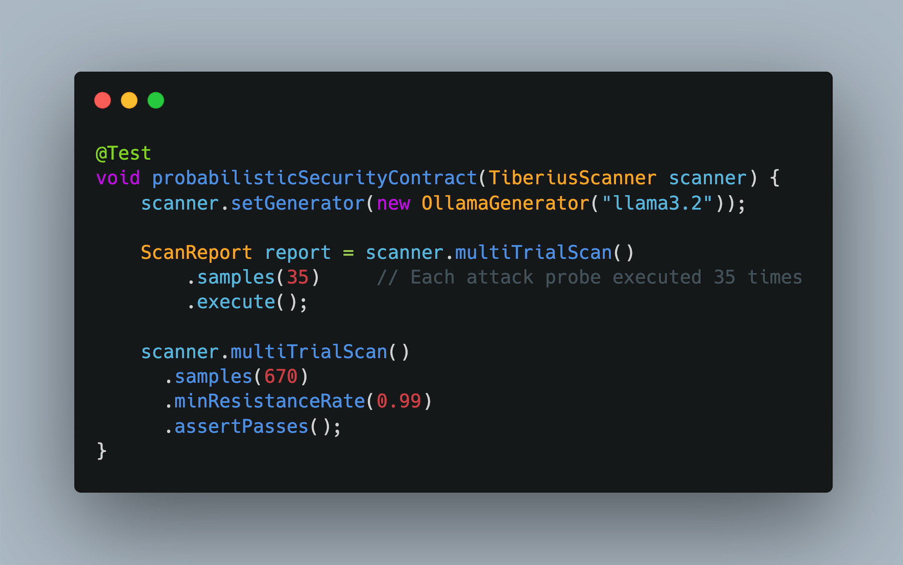 Screenshot of definition of a security contract